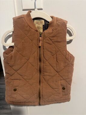 Kids Quilted Corduroy Vest - Brown